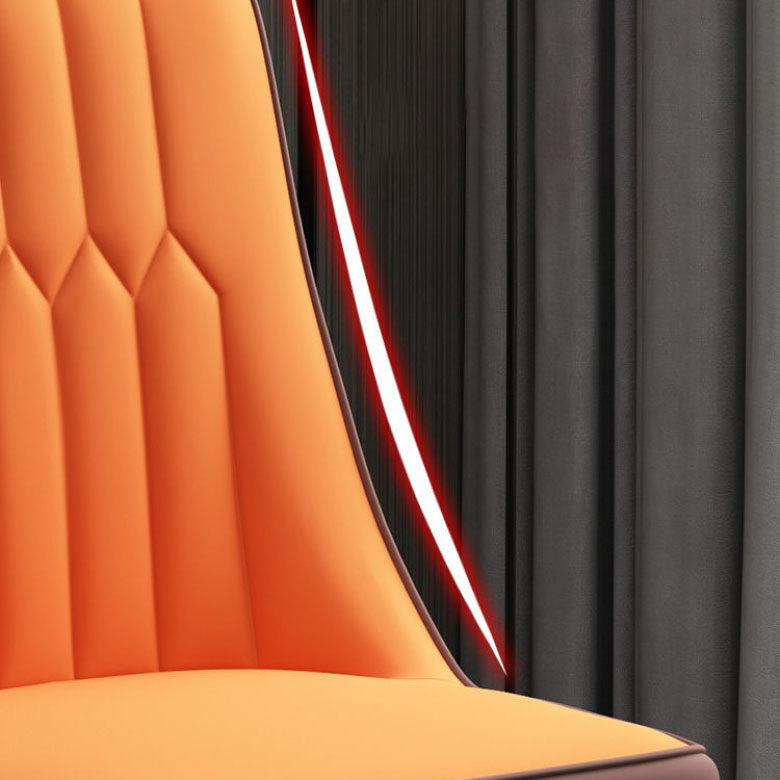 PU Leather Dining Chairs Industrial Parsons Chair with Metal Legs