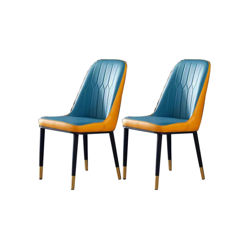 PU Leather Dining Chairs Industrial Parsons Chair with Metal Legs