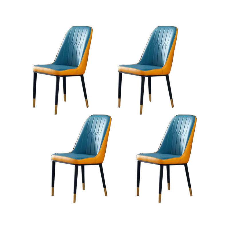 PU Leather Dining Chairs Industrial Parsons Chair with Metal Legs