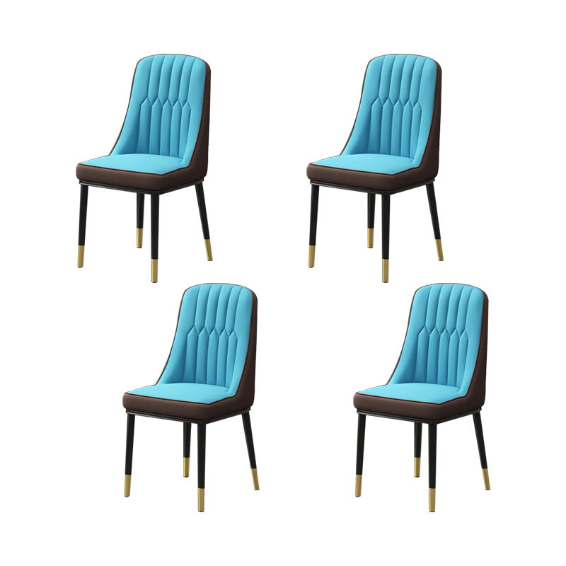 PU Leather Dining Chairs Industrial Parsons Chair with Metal Legs