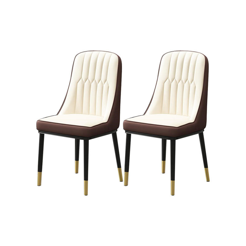 PU Leather Dining Chairs Industrial Parsons Chair with Metal Legs