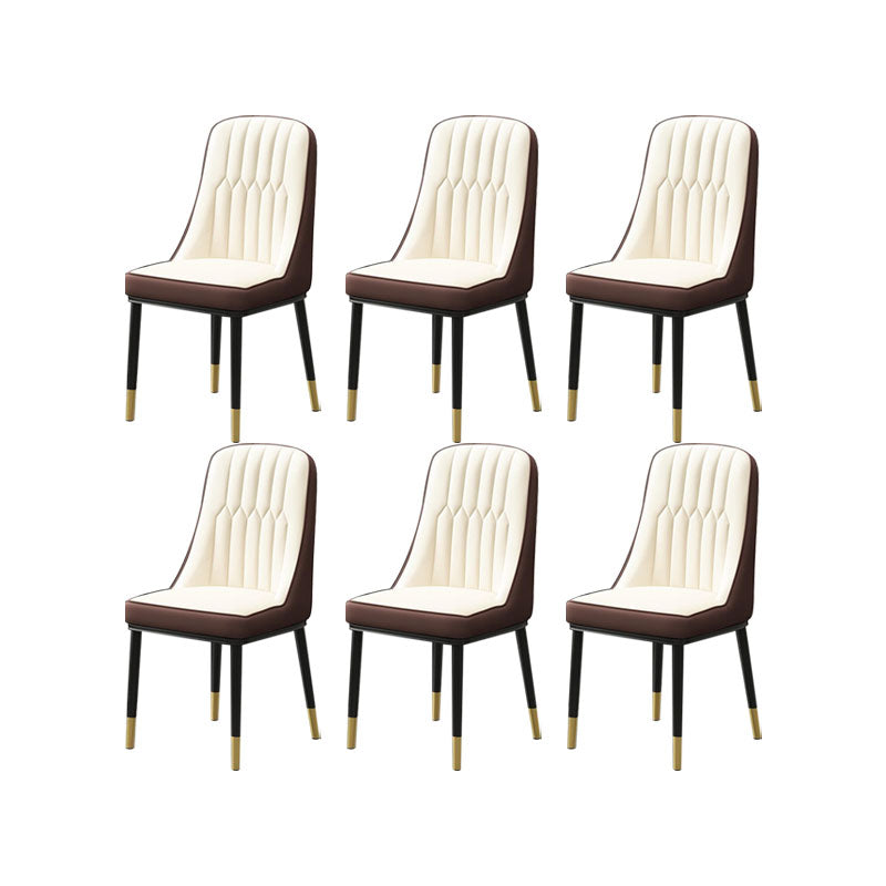 PU Leather Dining Chairs Industrial Parsons Chair with Metal Legs