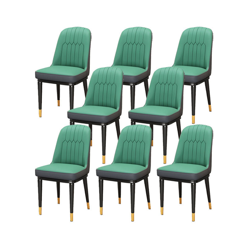 PU Leather Dining Chairs Industrial Parsons Chair with Metal Legs