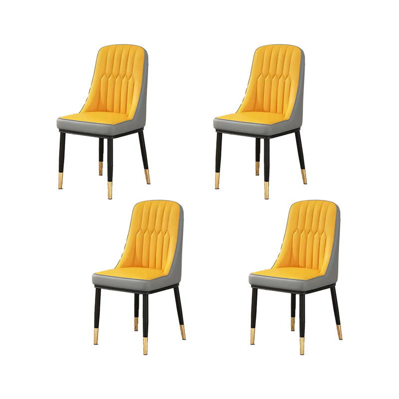 PU Leather Dining Chairs Industrial Parsons Chair with Metal Legs