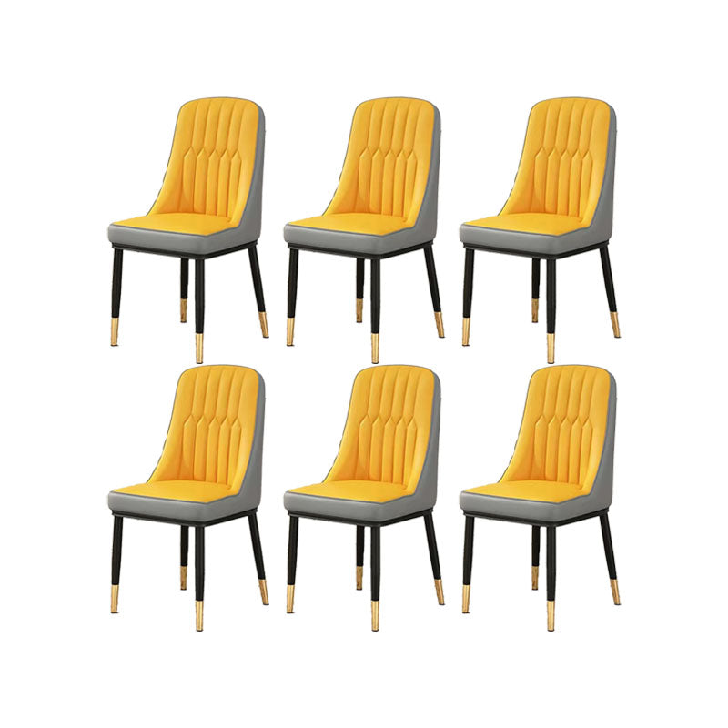 PU Leather Dining Chairs Industrial Parsons Chair with Metal Legs