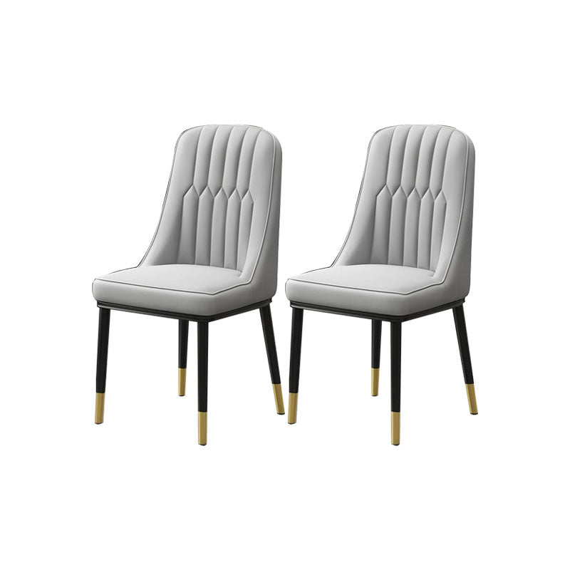 PU Leather Dining Chairs Industrial Parsons Chair with Metal Legs