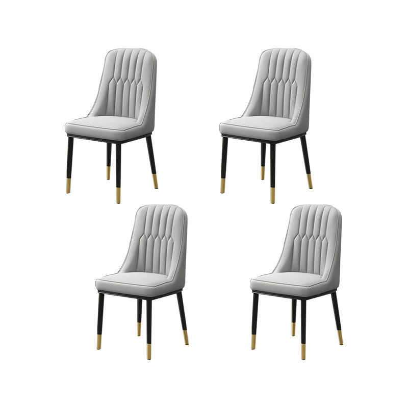 PU Leather Dining Chairs Industrial Parsons Chair with Metal Legs