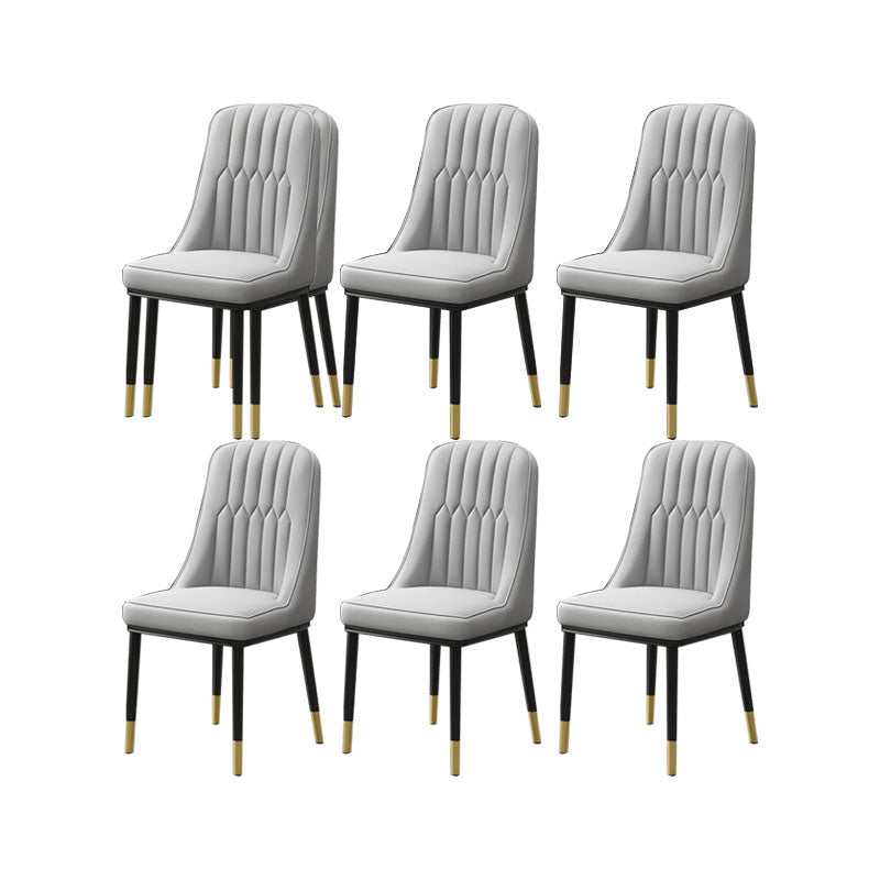 PU Leather Dining Chairs Industrial Parsons Chair with Metal Legs