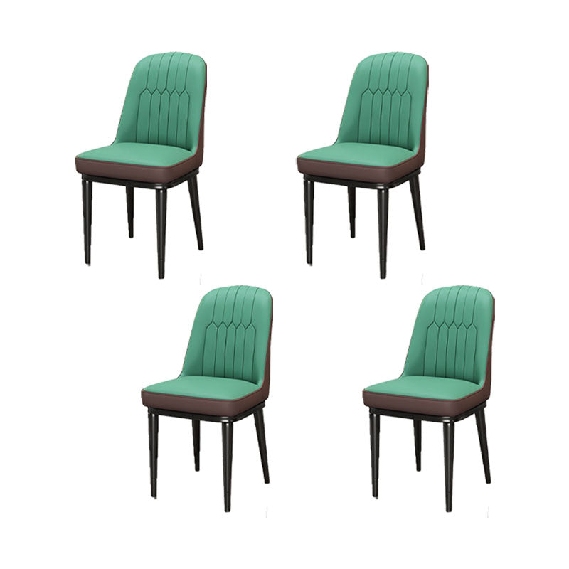 PU Leather Dining Chairs Industrial Parsons Chair with Metal Legs