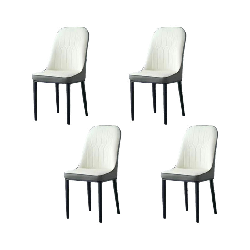 PU Leather Dining Chairs Industrial Parsons Chair with Metal Legs