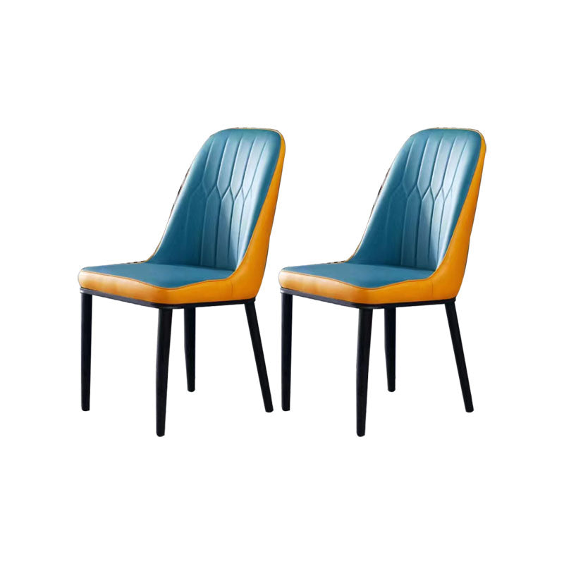 PU Leather Dining Chairs Industrial Parsons Chair with Metal Legs