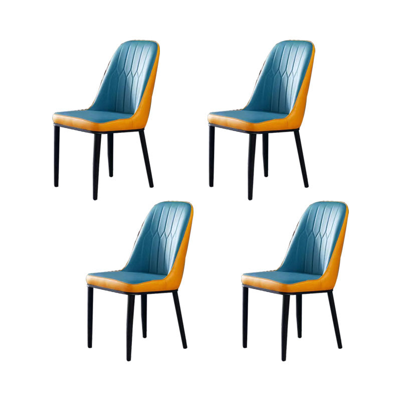 PU Leather Dining Chairs Industrial Parsons Chair with Metal Legs