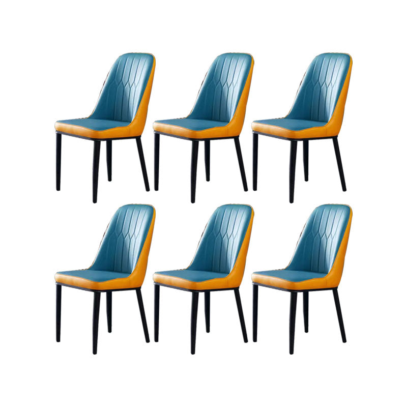 PU Leather Dining Chairs Industrial Parsons Chair with Metal Legs