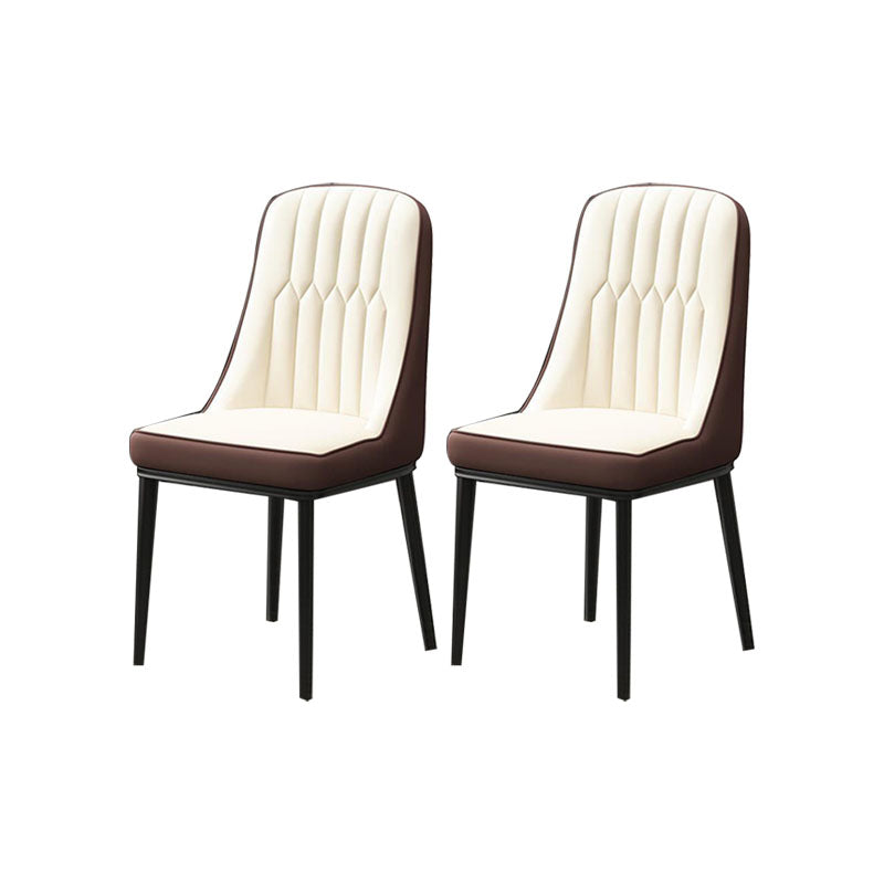 PU Leather Dining Chairs Industrial Parsons Chair with Metal Legs