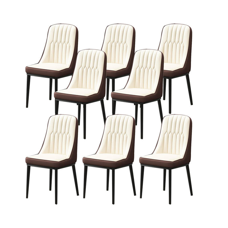 PU Leather Dining Chairs Industrial Parsons Chair with Metal Legs