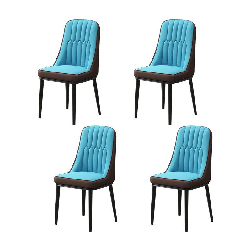 PU Leather Dining Chairs Industrial Parsons Chair with Metal Legs