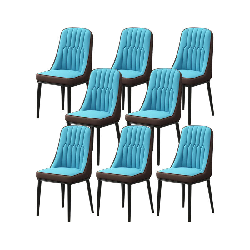 PU Leather Dining Chairs Industrial Parsons Chair with Metal Legs
