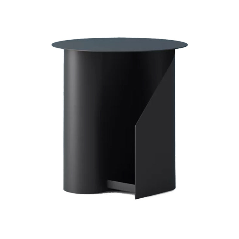Contemporary Corner Table Round Side Table with Metal Shelves