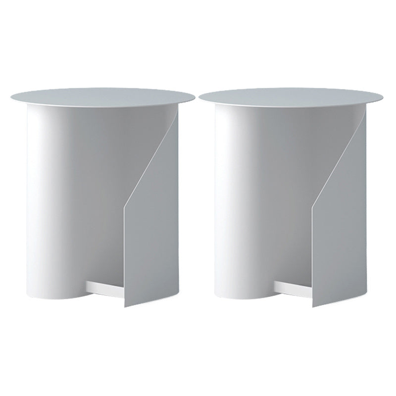 Contemporary Corner Table Round Side Table with Metal Shelves