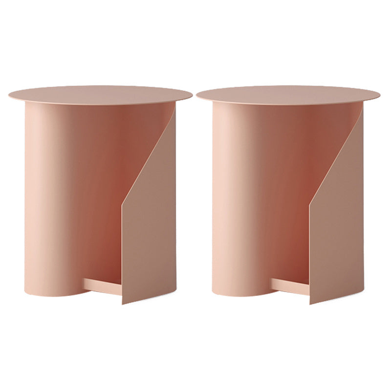 Contemporary Corner Table Round Side Table with Metal Shelves