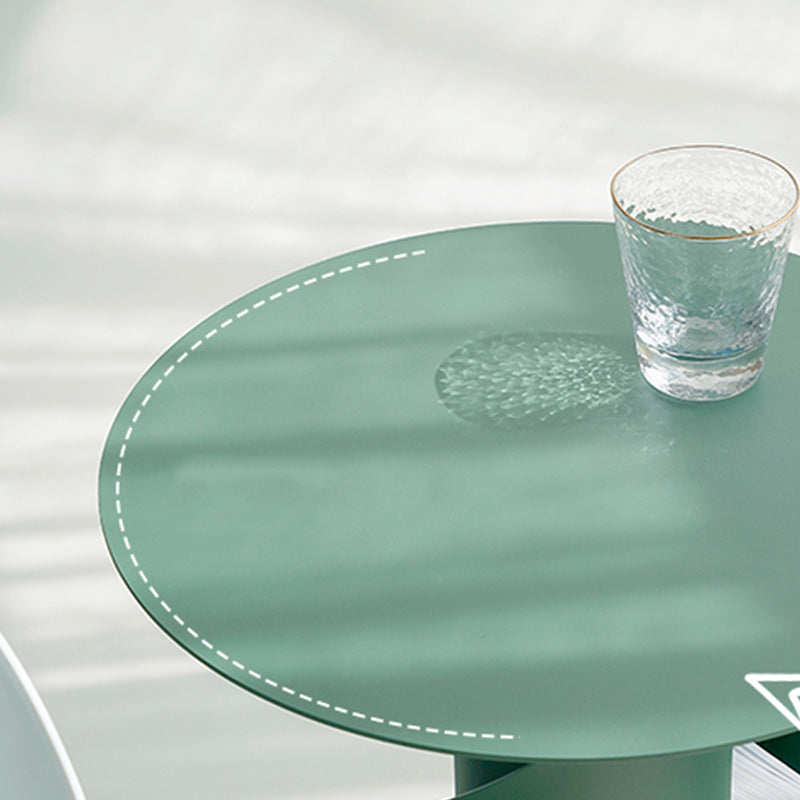 Contemporary Corner Table Round Side Table with Metal Shelves