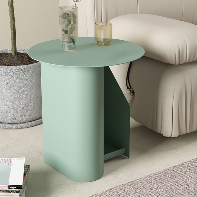 Contemporary Corner Table Round Side Table with Metal Shelves