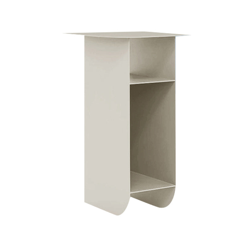 Contemporary Corner Table Round Side Table with Metal Shelves