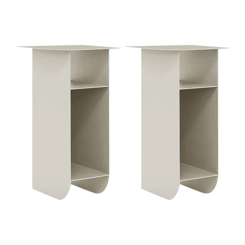 Contemporary Corner Table Round Side Table with Metal Shelves