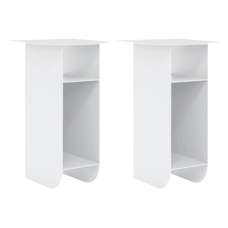 Contemporary Corner Table Round Side Table with Metal Shelves