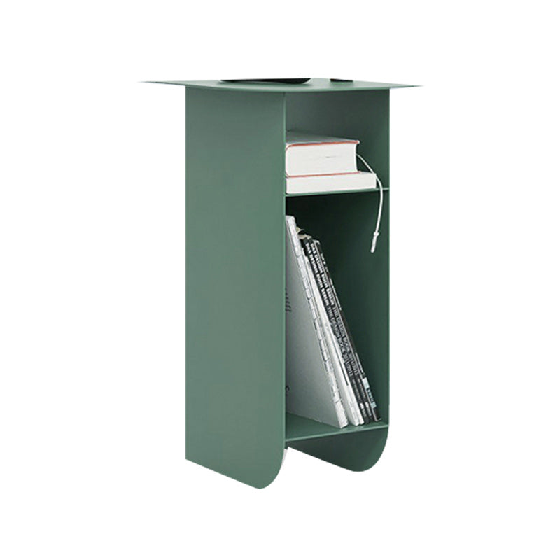 Contemporary Corner Table Round Side Table with Metal Shelves