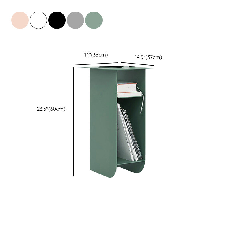 Contemporary Corner Table Round Side Table with Metal Shelves