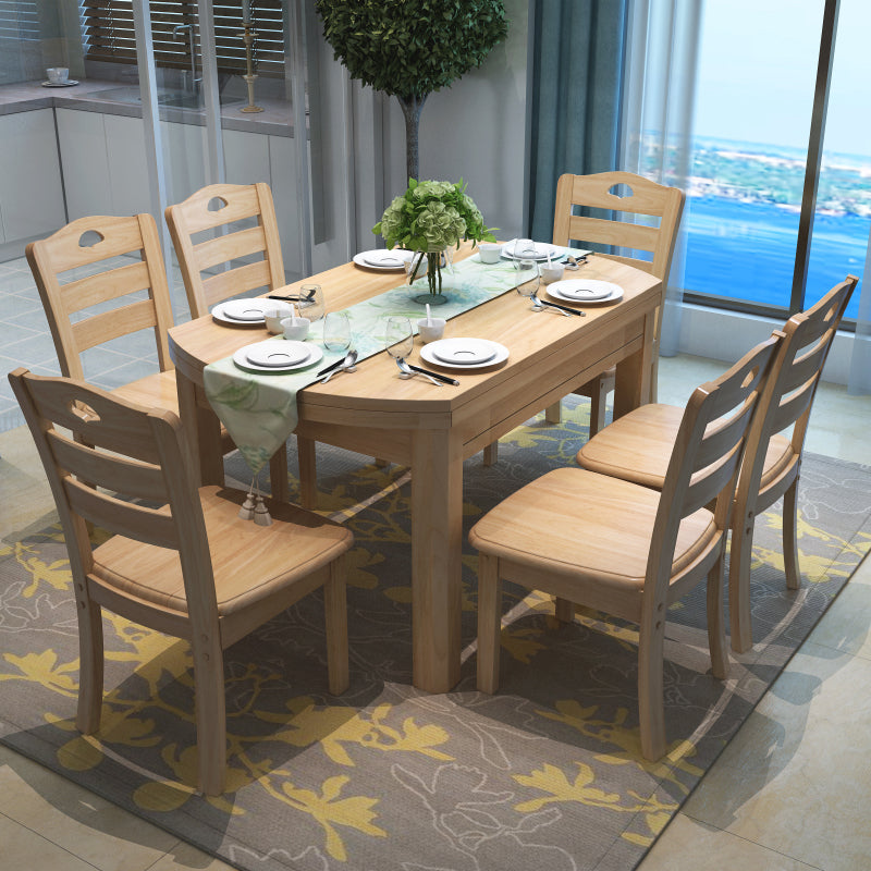 Rectangle Solid Wood Dining Table Butterfly Leaf Dining Table for Kitchen Use