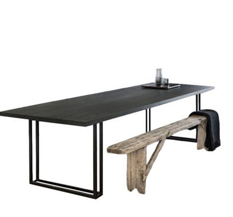 Rectangle Industrial Dinner Table Dining Room Solid Wood Dining Table