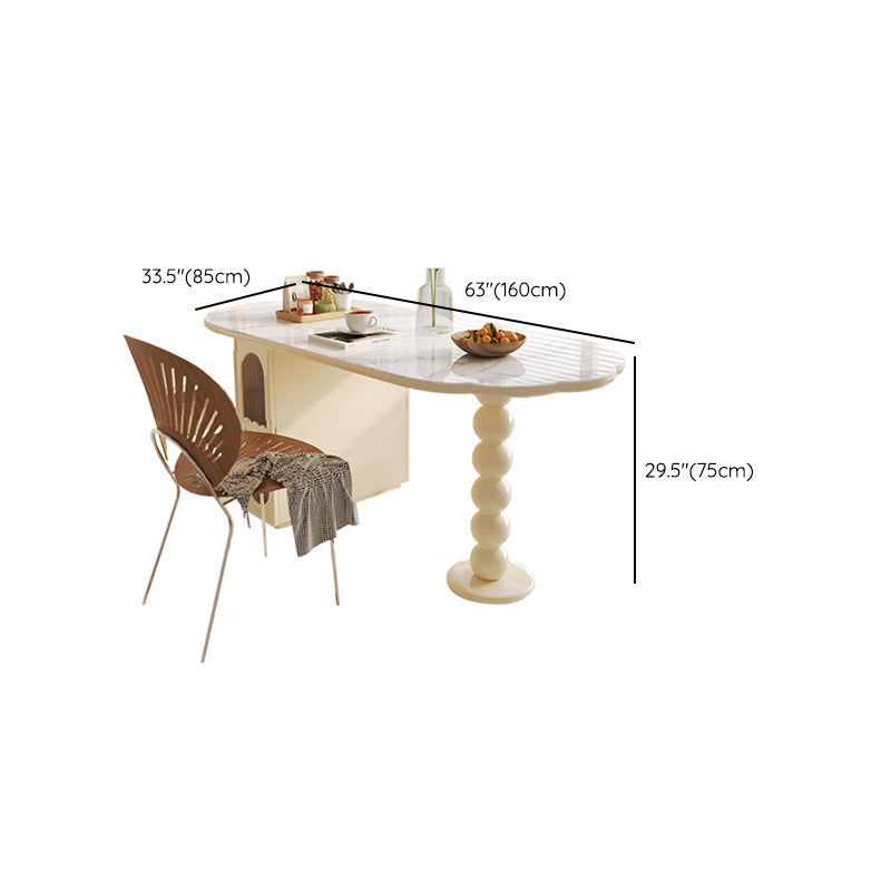 Modern Free Form Dining Table for Kitchen White Dinette Table with Storage