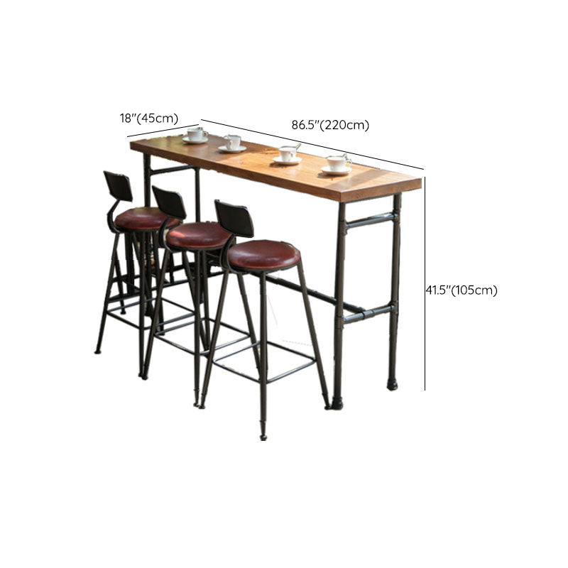Industrial Style Bar Dining Table Indoor Metal and Wood Bar Table