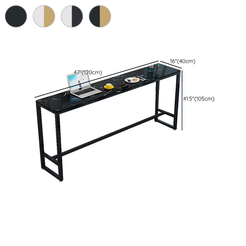 Indoor Glam Bar Dining Table Rectangle Bar Stool Table with Footrest