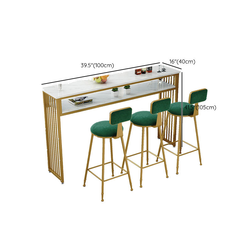 Glam Indoor Bar Dining Table Rectangle Bar Stool Table with Storage