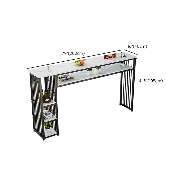 Glam Indoor Bar Dining Table Rectangle Bar Stool Table with Storage