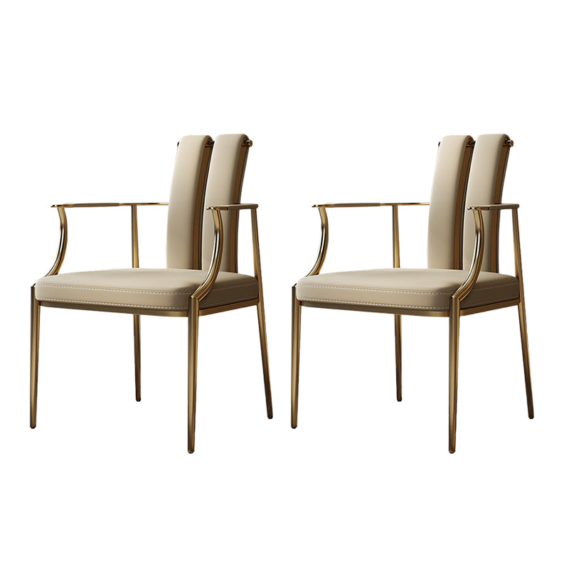 Glam Kitchen Dining Chair Gold Legs Upholstered Dining Arm Chair