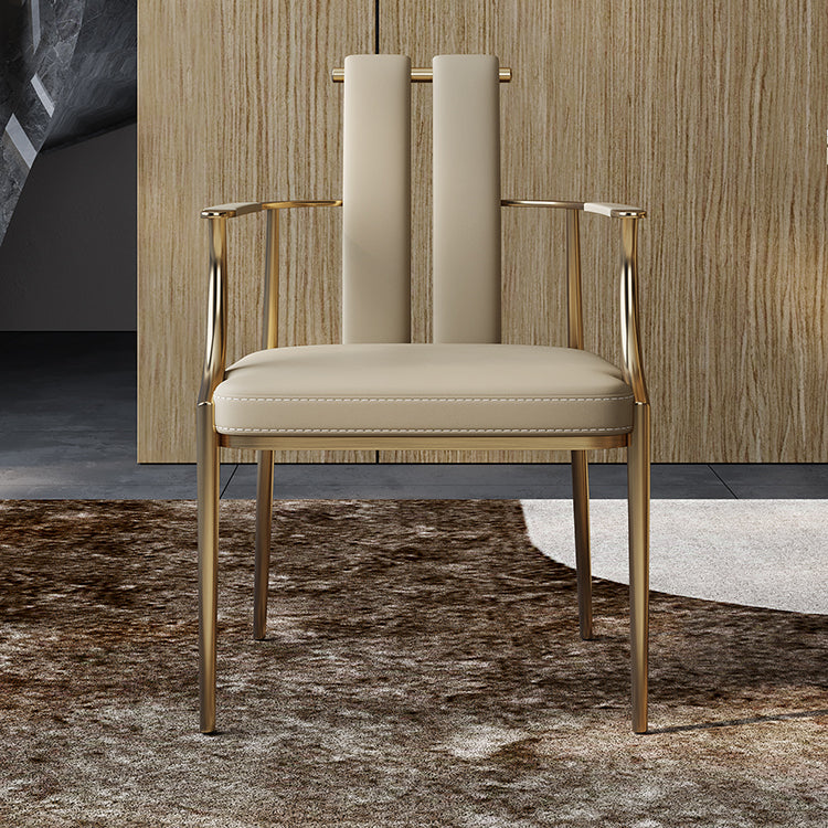 Glam Kitchen Dining Chair Gold Legs Upholstered Dining Arm Chair