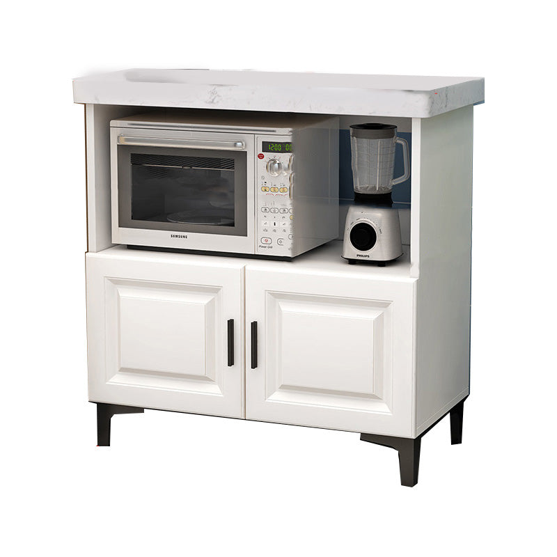 Modern Dining Room Island Table Marble Prep Table with Storage Cabinet