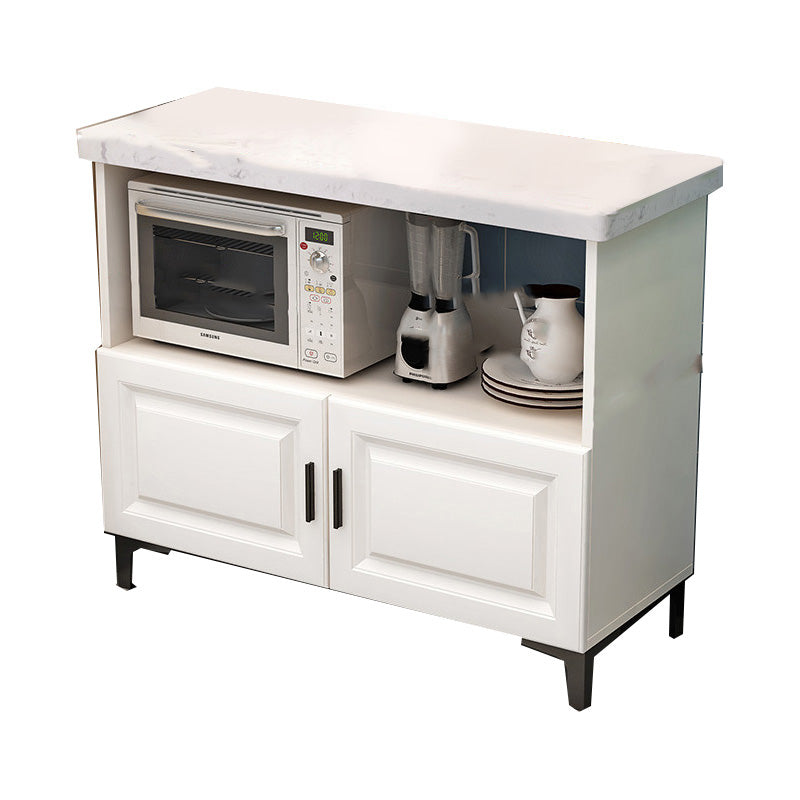 Modern Dining Room Island Table Marble Prep Table with Storage Cabinet