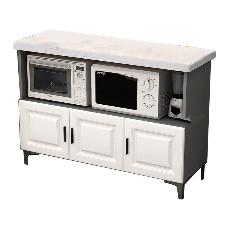 Modern Dining Room Island Table Marble Prep Table with Storage Cabinet