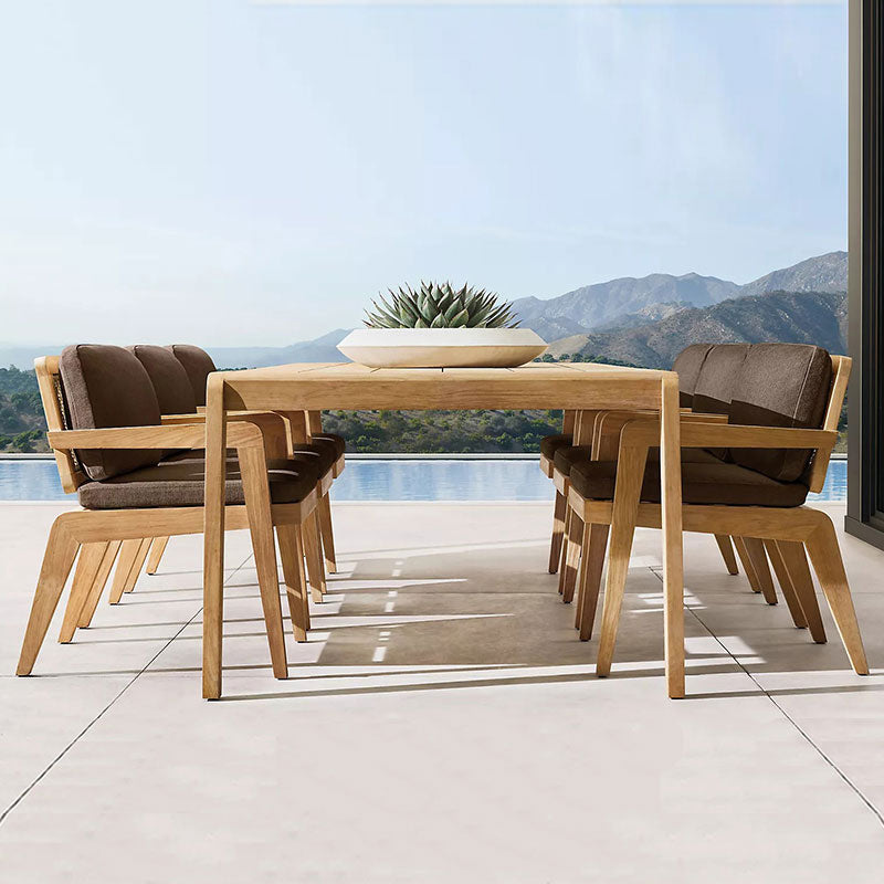 Rectangular Patio Dining Table Set 1/7 Pcs Wood Patio Dining Table with Chairs