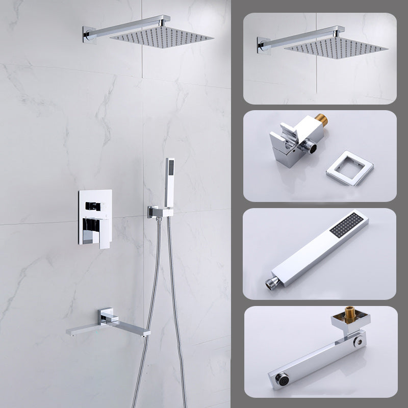 Modern Shower Head Combo Brass Wall Mounted Adjustable Water Flow Shower Trim