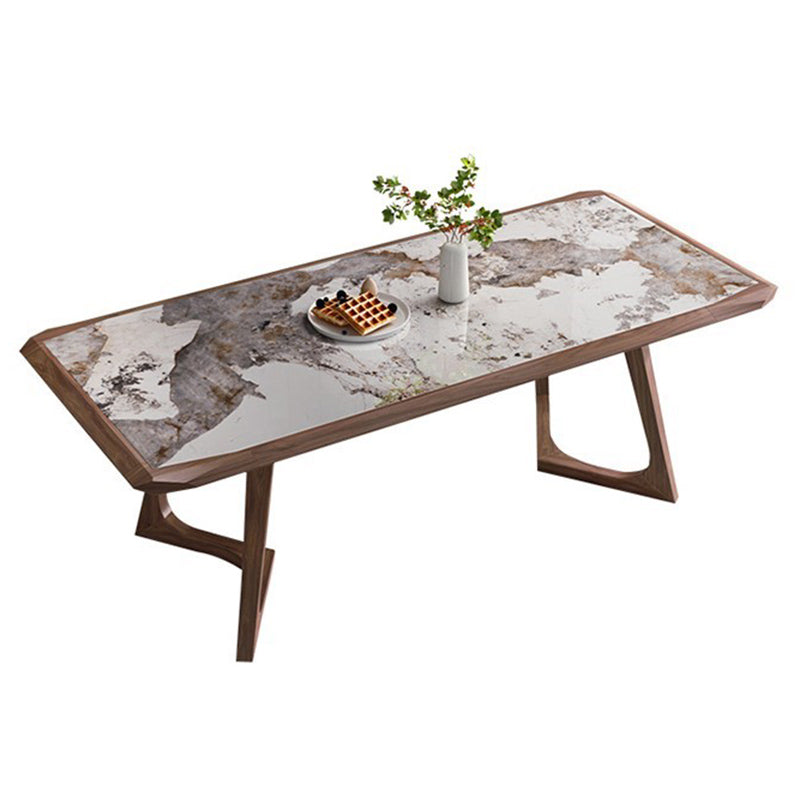 Stone Dining Set with Wooden Frame 1/4/5/7 Pcs Contemporary Dinette Set