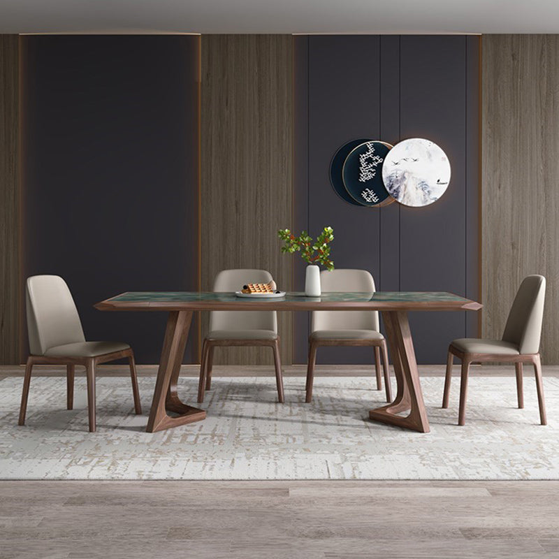 Stone Dining Set with Wooden Frame 1/4/5/7 Pcs Contemporary Dinette Set