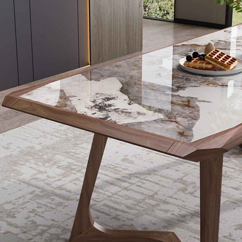 Stone Dining Set with Wooden Frame 1/4/5/7 Pcs Contemporary Dinette Set
