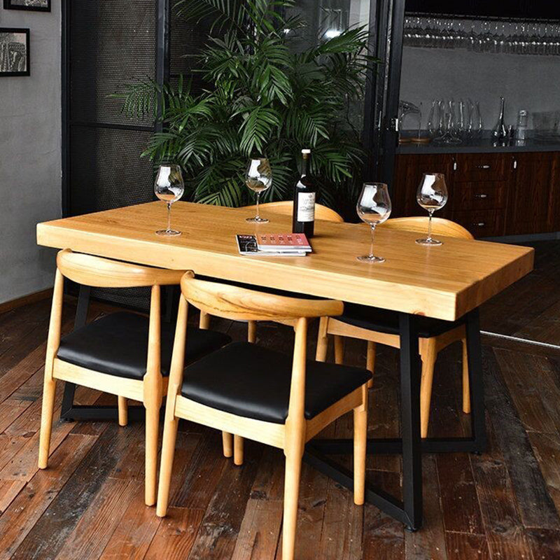 Natural Finish Solid Wood Dining Set 1/2/5 Pcs Industrial Dinette Table Set for Home