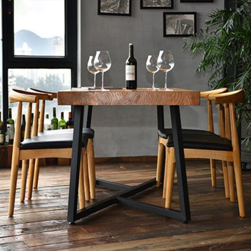 Natural Finish Solid Wood Dining Set 1/2/5 Pcs Industrial Dinette Table Set for Home
